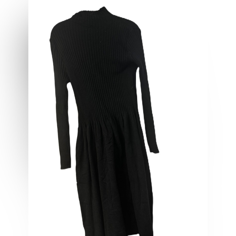 Listicle Woman's Black Sweater Knit Dress Sz M Winter LBD Cozy Casual Textured
